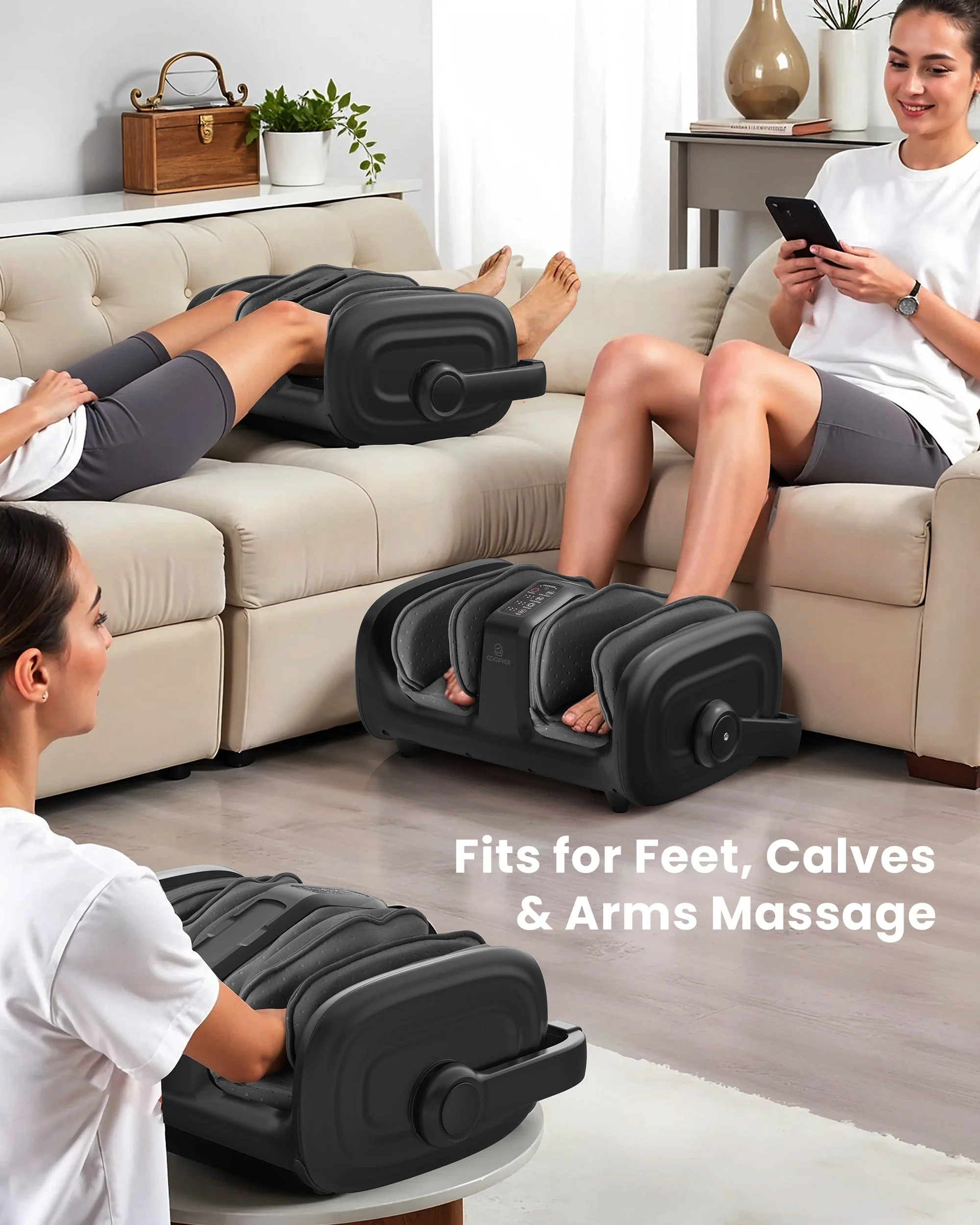 COMFIER Shiatsu Foot Massager Machine, Foot Calf Massager with Heat, Squeeze & Vibration Massage, Remote Control, UP to Men Size 14 CF-5416