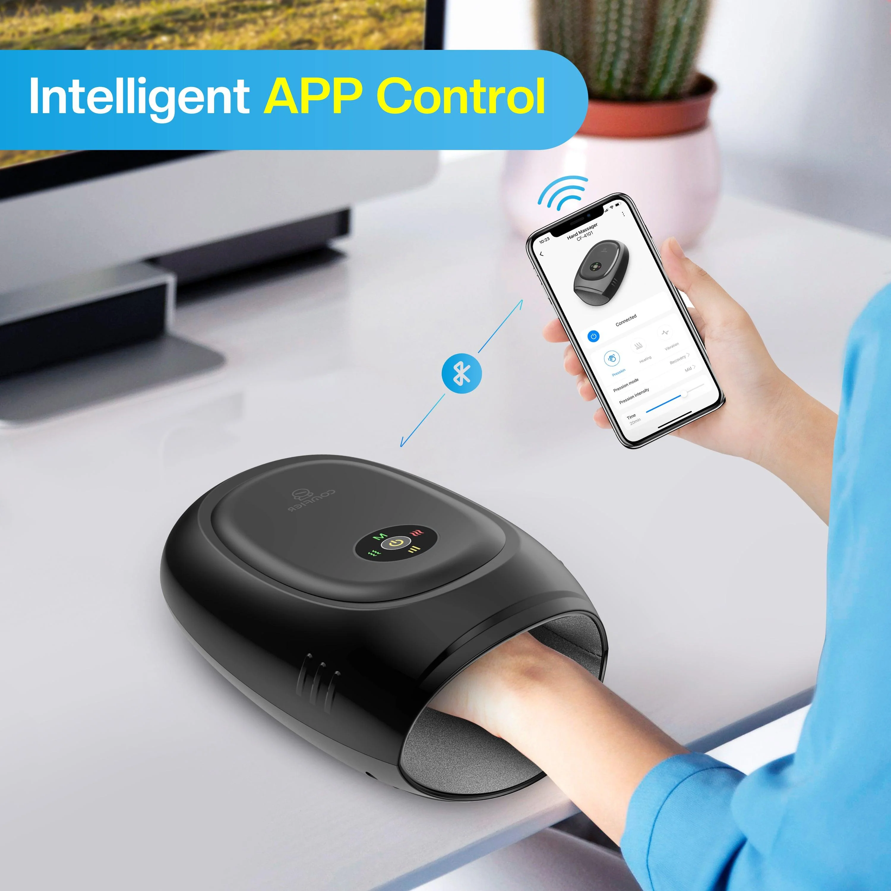 COMFIER Hand Massager Machine for Arthristis, Carpal Tunnel, Hand Massage with Heat and Compression, APP Control, Hand Wrist Finger Massager with Vibration CF-4101