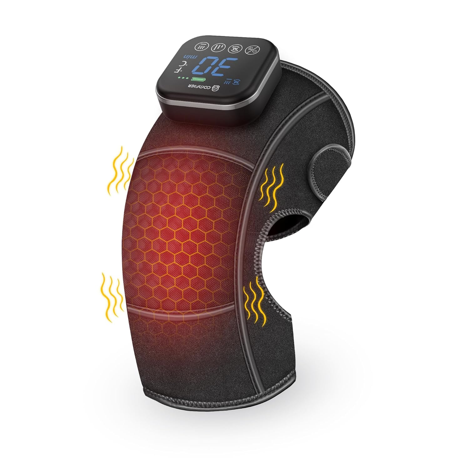 COMFIER Cordless Knee Massager with Vibration, Heated Knee Brace for Arthritis, Knee Heating Pad for Knee Pain, Electric Knee Support Fsa Hsa Eligible, Graphene Heating CF-5318