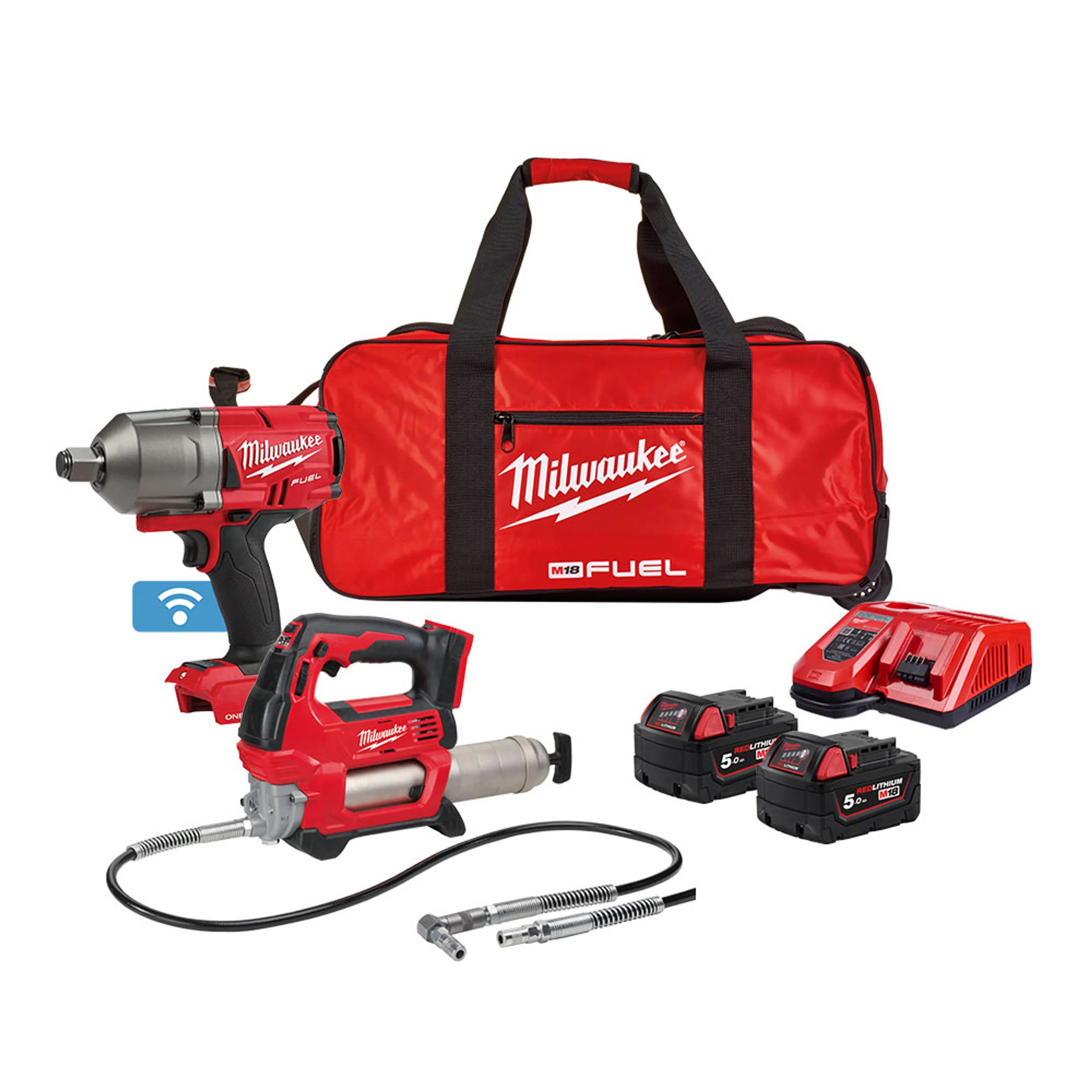 Milwaukee M18ONEPP2Q-502B M18 Fuel Promo Powerpack Kit - Impact Wrench & Grease Gun 4933480467
