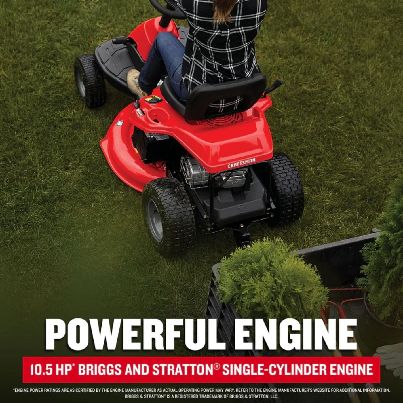 CRAFTSMAN R110 30-Inch 10.5 HP Gas Riding Lawn Mower with Single-Cylinder Engine