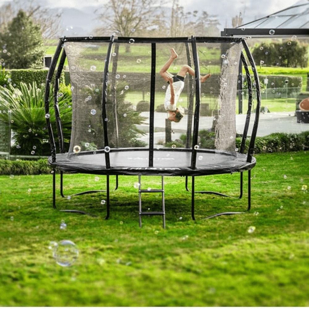 ALLSTAR 10ft Kids Outdoor Trampoline with Safety Net and Ladder – Backyard Play Equipment