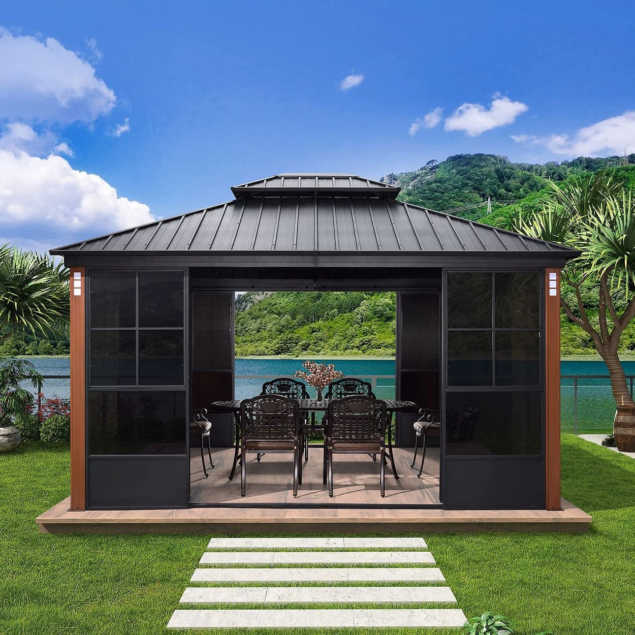 12 x 14 Hardtop Gazebo for Patio – Screened Sunroom and Backyard Shelter