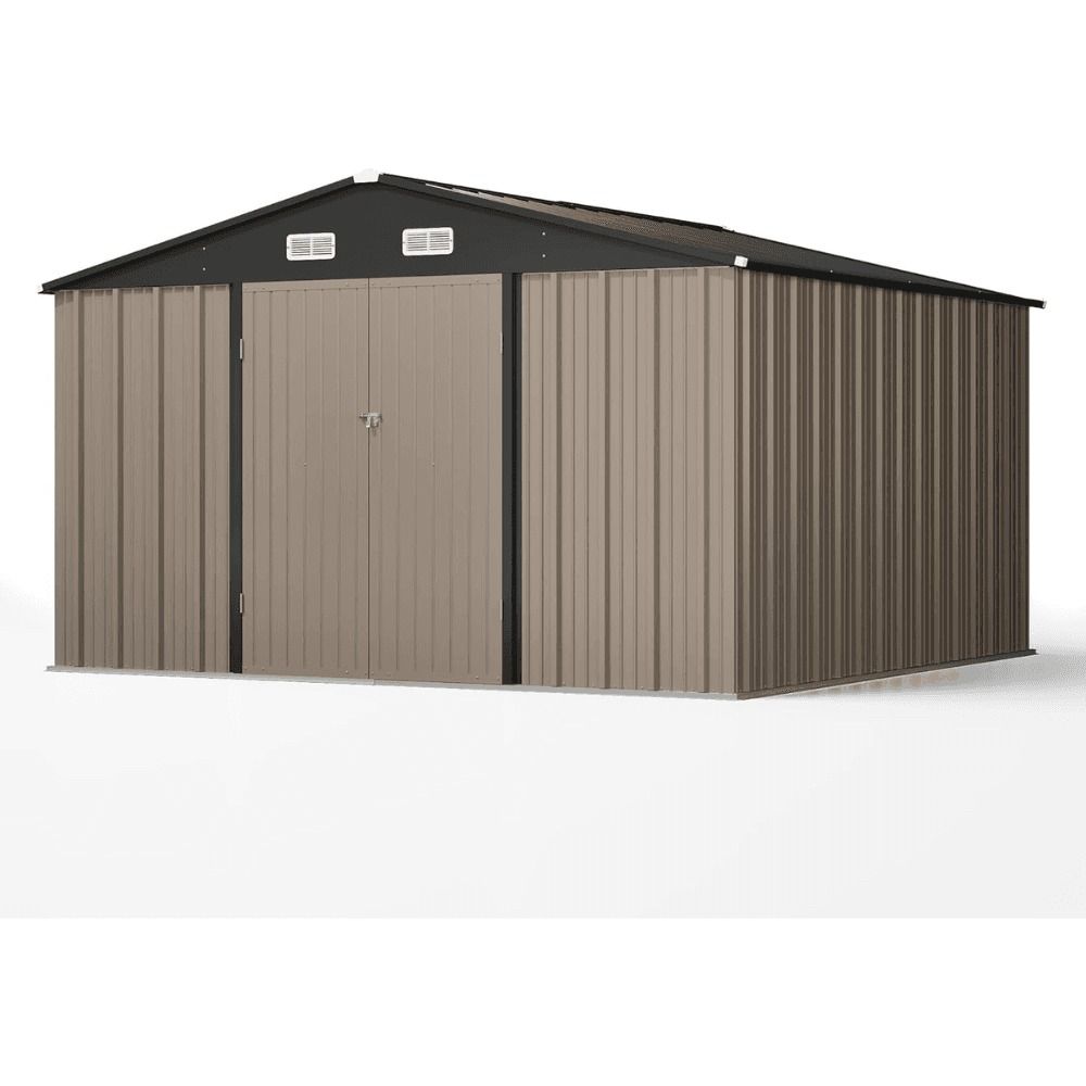 10 ft. W x 10 ft. D Outdoor Metal Storage Shed - Gray (100 sq. ft.)