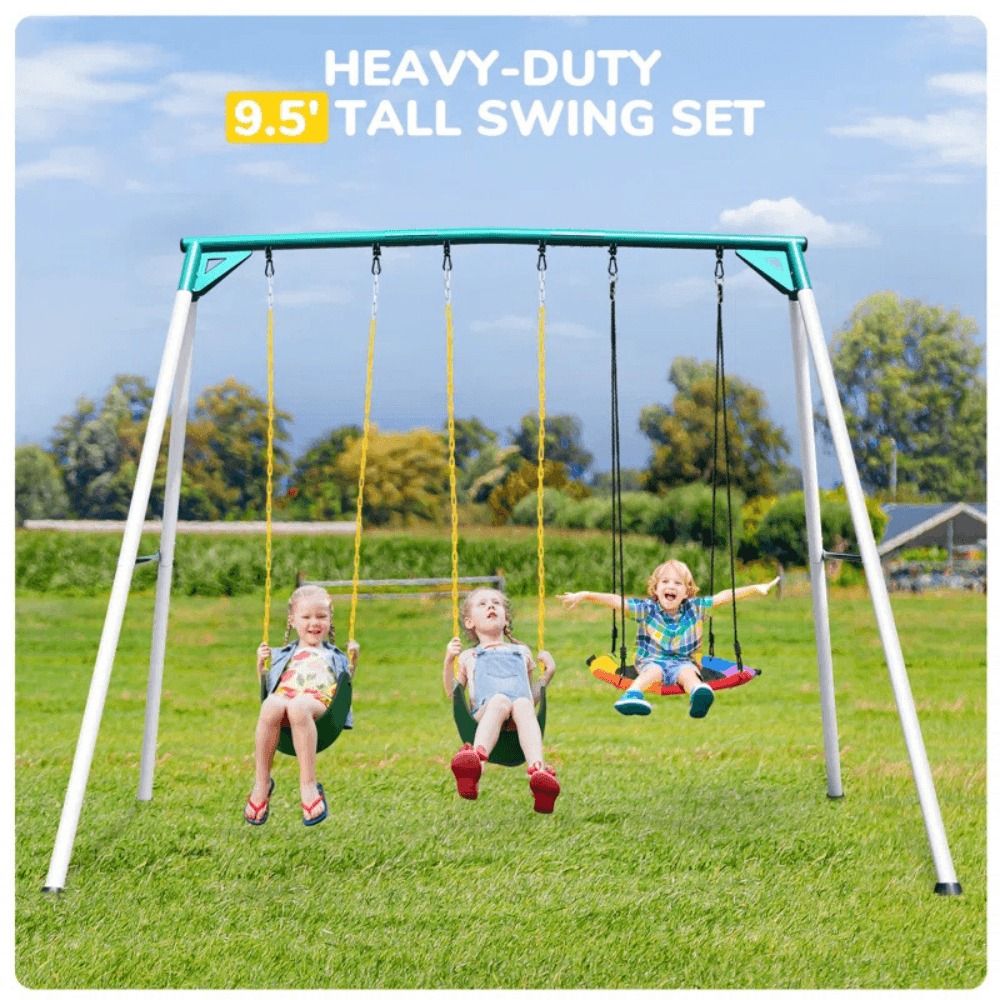 9.5 ft Heavy Duty Metal Swing Set