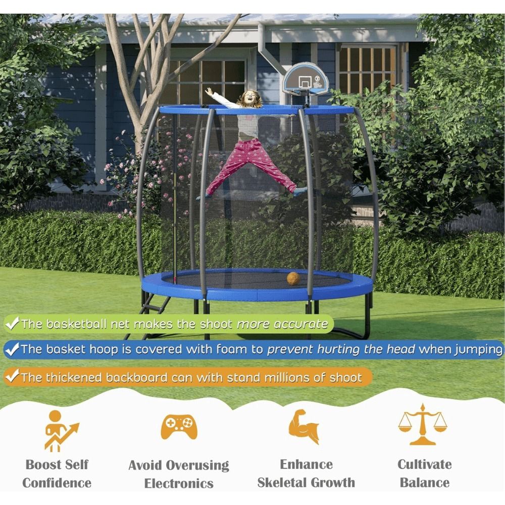 Giantex 8, 10 & 12 ft Large Outdoor Trampoline with Enclosure, Ladder Included – ASTM Certified