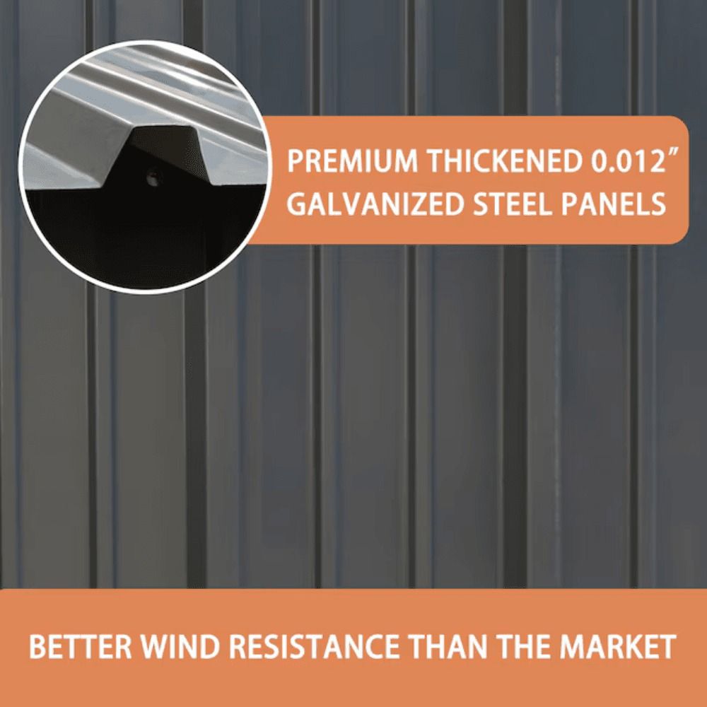 10 ft. W x 12 ft. D Outdoor Metal Storage Shed - Gray, 120 sq. ft.