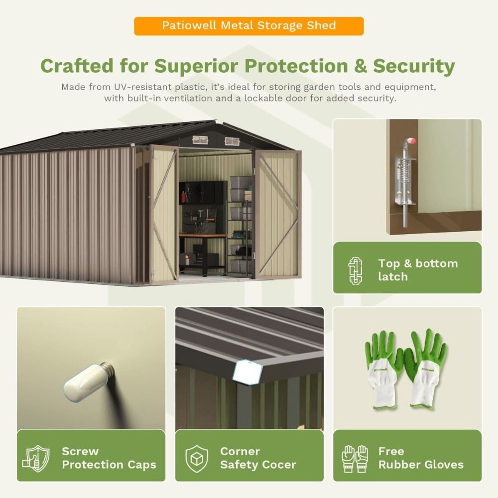 10 ft. W x 12 ft. D Metal Storage Shed - 119 sq. ft. Size Upgrade