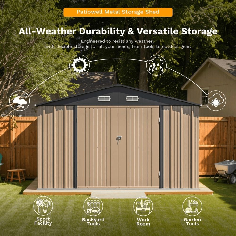 10 ft. W x 12 ft. D Metal Storage Shed - 119 sq. ft. Size Upgrade