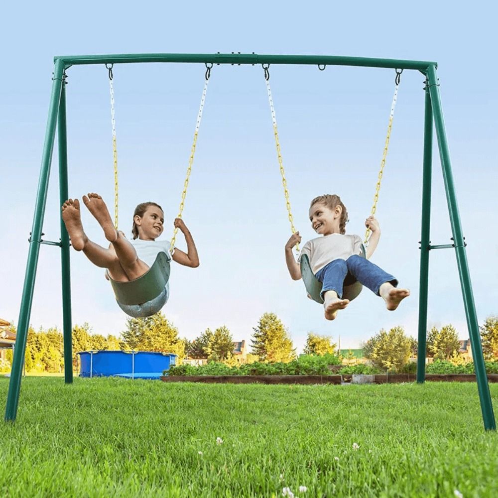 440 lbs Extra Large Metal Swing Frame with 5 Hanging Hooks - Heavy Duty A-Frame Swing Stand