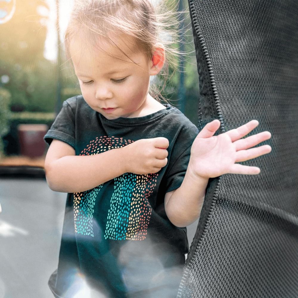 ALLSTAR 10ft Kids Outdoor Trampoline with Safety Net and Ladder – Backyard Play Equipment