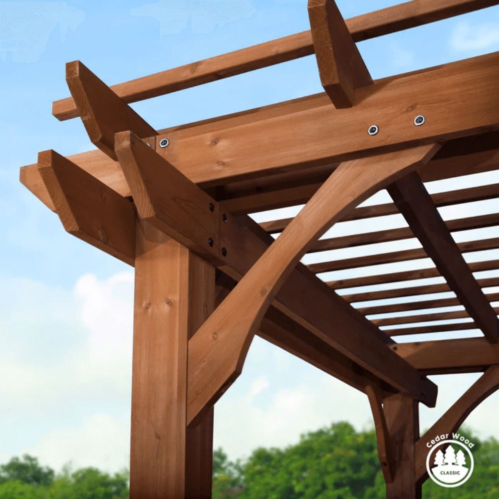 Backyard Discovery 12 x 10 Cedar Pergola – Durable Outdoor Patio Shade Structure