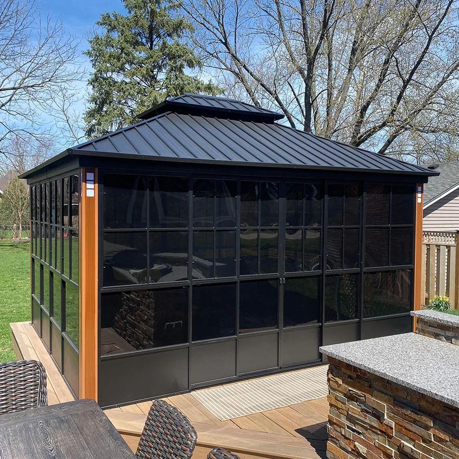 12 x 14 Hardtop Gazebo for Patio – Screened Sunroom and Backyard Shelter