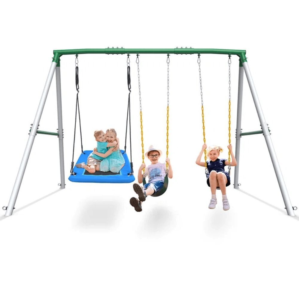 660 lbs Heavy Duty Swing Set with 1 Platform Swing and 2 Belt Swings