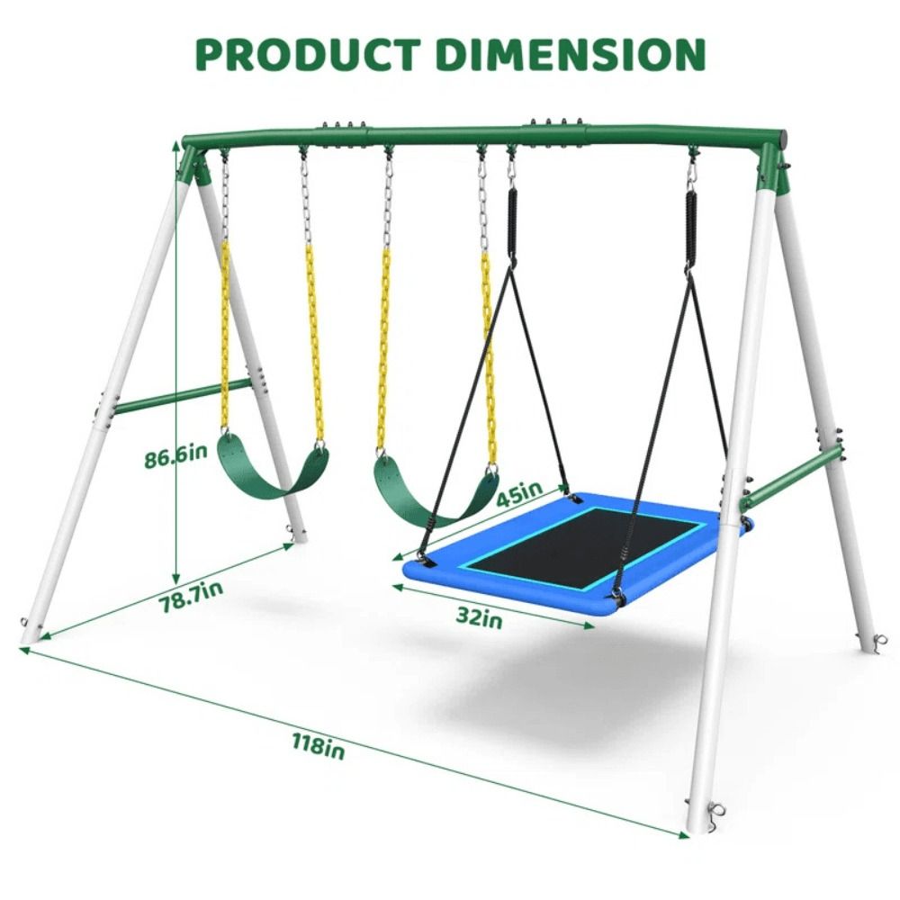 660 lbs Heavy Duty Swing Set with 1 Platform Swing and 2 Belt Swings