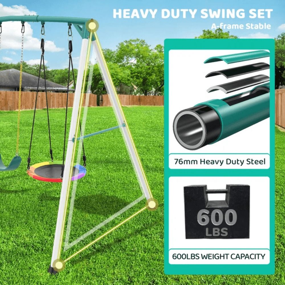 9.5 ft Heavy Duty Metal Swing Set