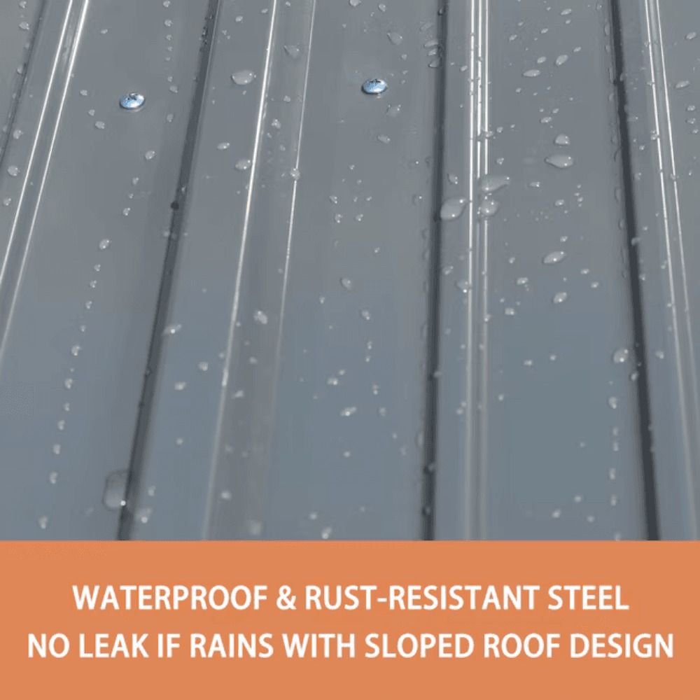 10 ft. W x 12 ft. D Outdoor Metal Storage Shed - Gray, 120 sq. ft.