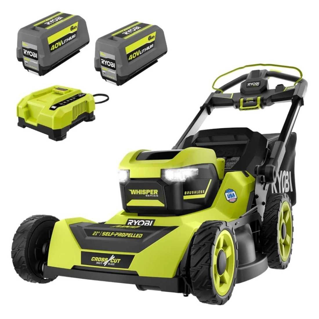 RYOBI 40V HP Brushless Whisper Series 21-Inch Walk-Behind Self-Propelled All-Wheel Drive Lawn Mower