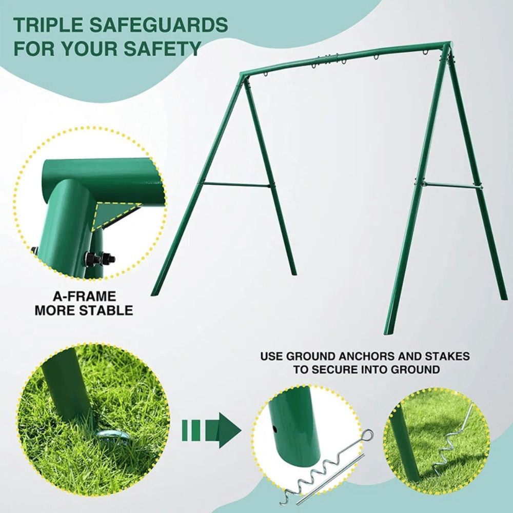 440 lbs Extra Large Metal Swing Frame with 5 Hanging Hooks - Heavy Duty A-Frame Swing Stand