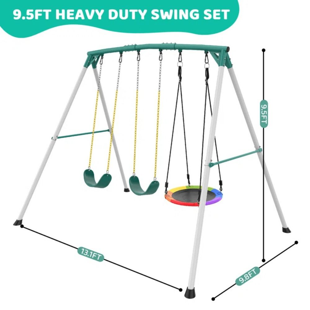 9.5 ft Heavy Duty Metal Swing Set