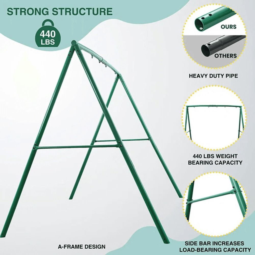 440 lbs Extra Large Metal Swing Frame with 5 Hanging Hooks - Heavy Duty A-Frame Swing Stand