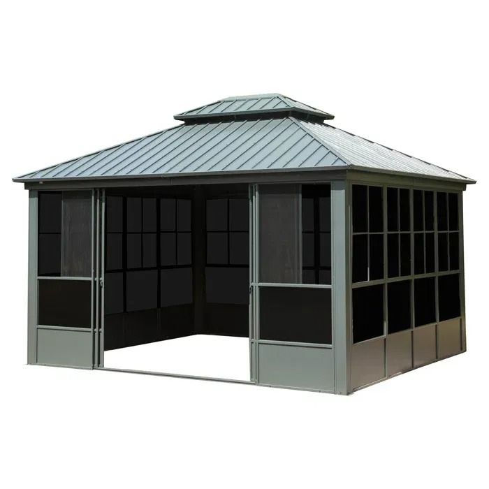 12 x 14 Hardtop Gazebo for Patio – Screened Sunroom and Backyard Shelter