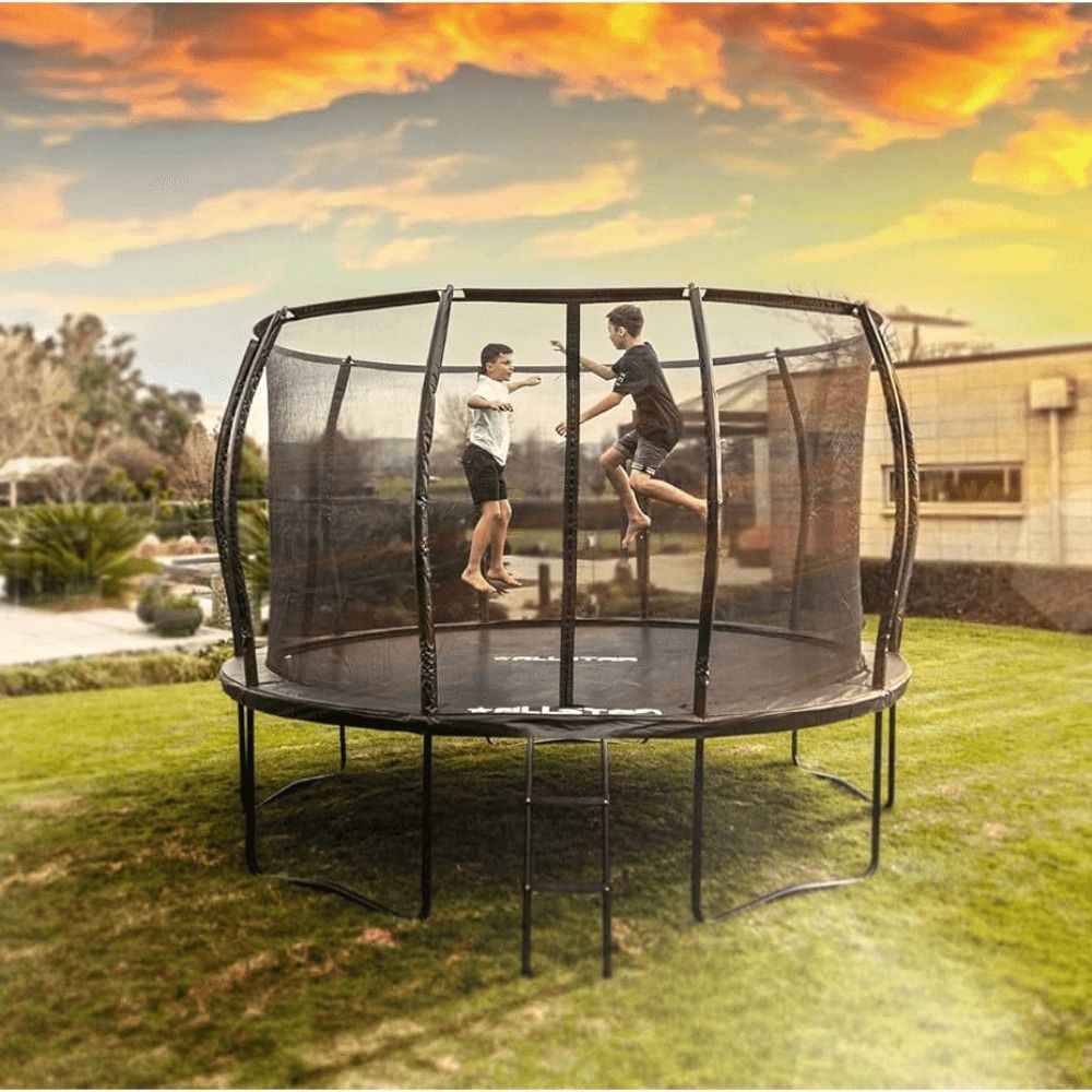 ALLSTAR 10ft Kids Outdoor Trampoline with Safety Net and Ladder – Backyard Play Equipment