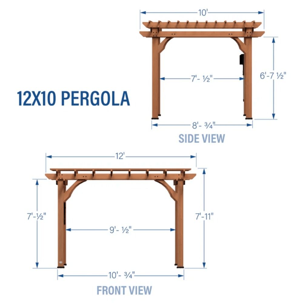 Backyard Discovery 12 x 10 Cedar Pergola – Durable Outdoor Patio Shade Structure