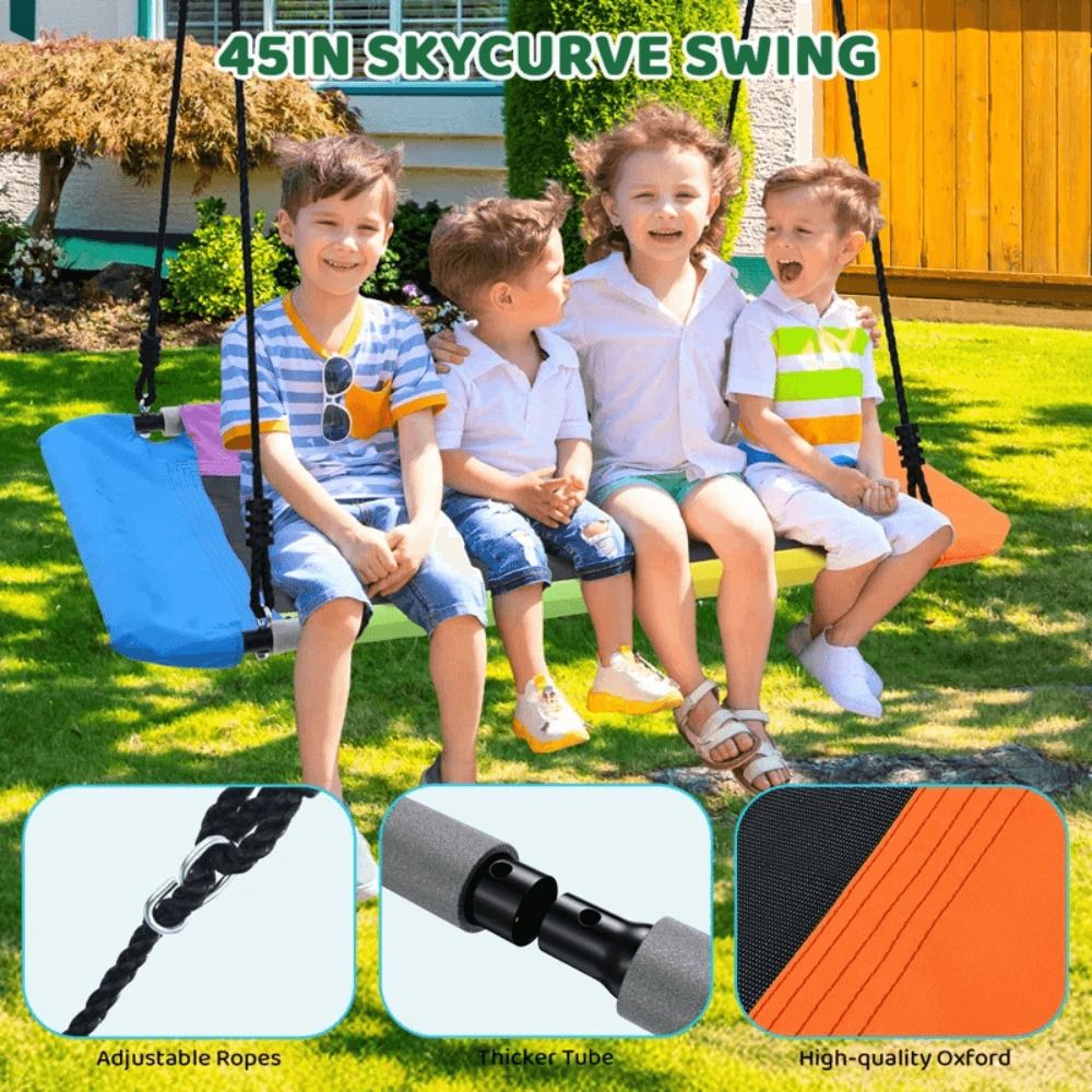 9.5 ft Heavy Duty Metal Swing Set with Belt Swing and Trapeze Bar