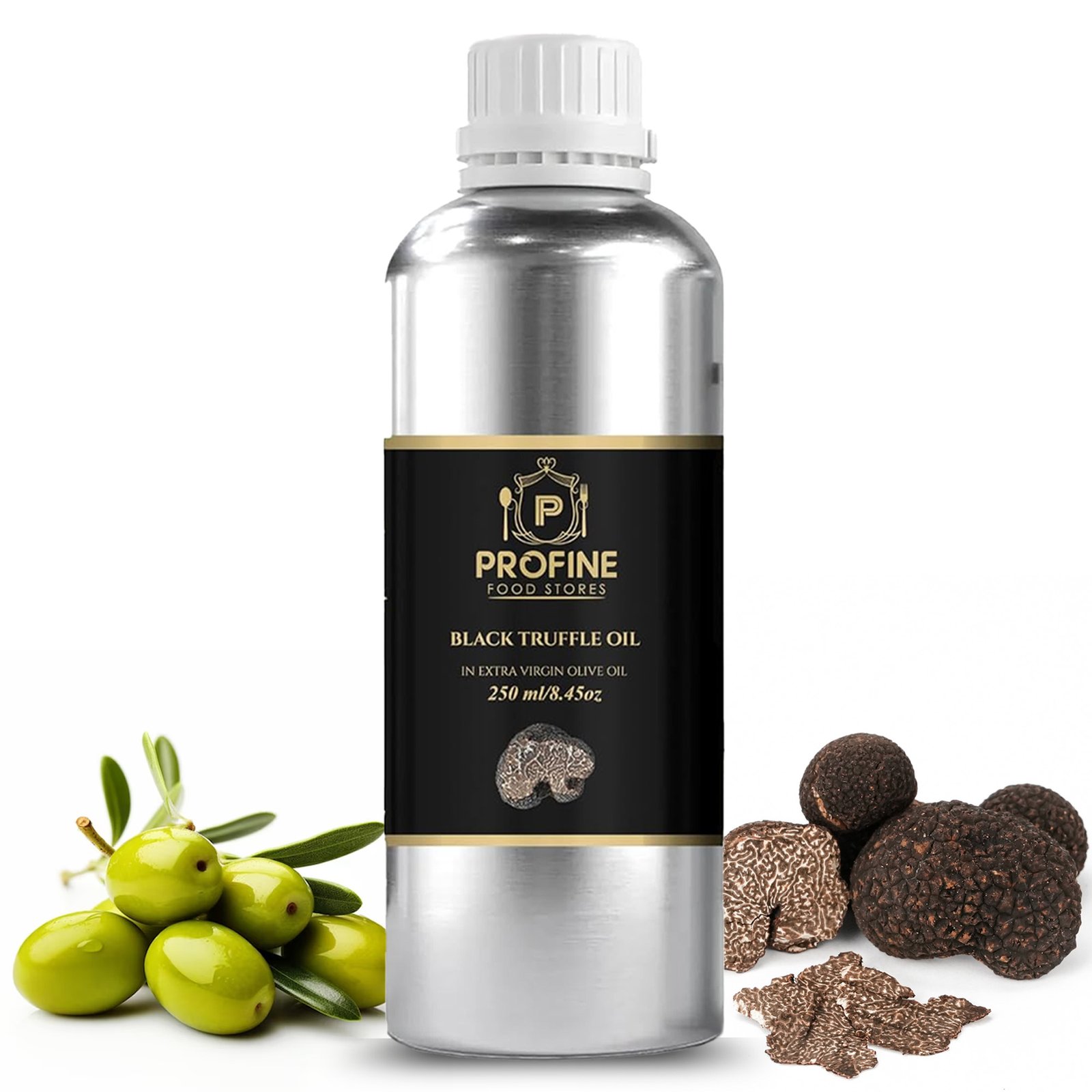 Premium Black Truffles Oil 250 ml Aluminium Bottle with Fresh Slices Of Truffle