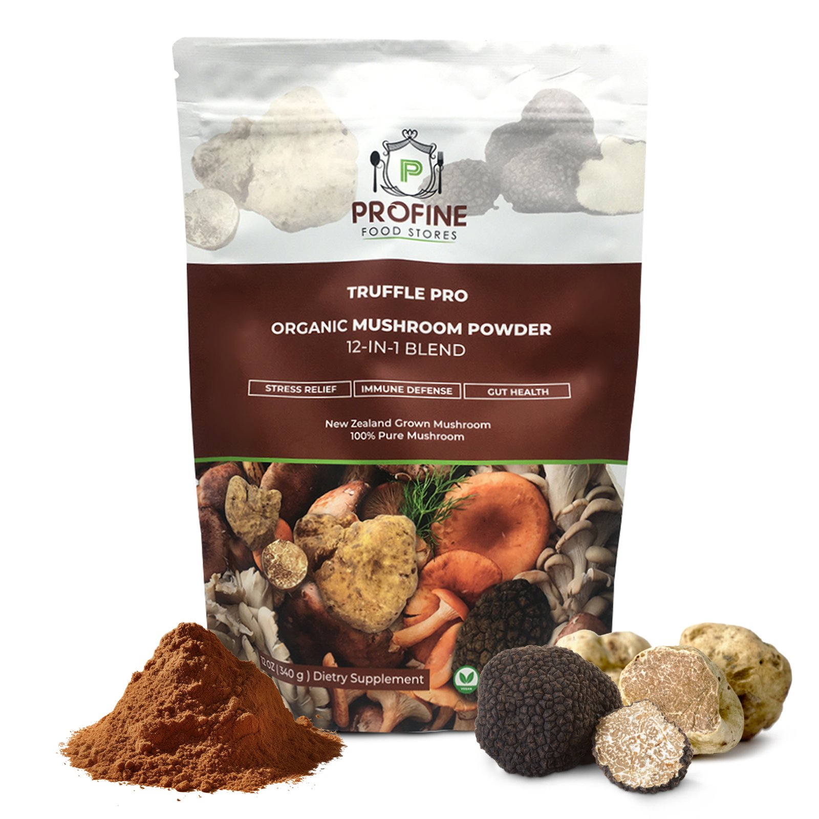 Truffle PRO Mushroom Powder Mix 12- in – 1 Super Blend 340 gr Pack