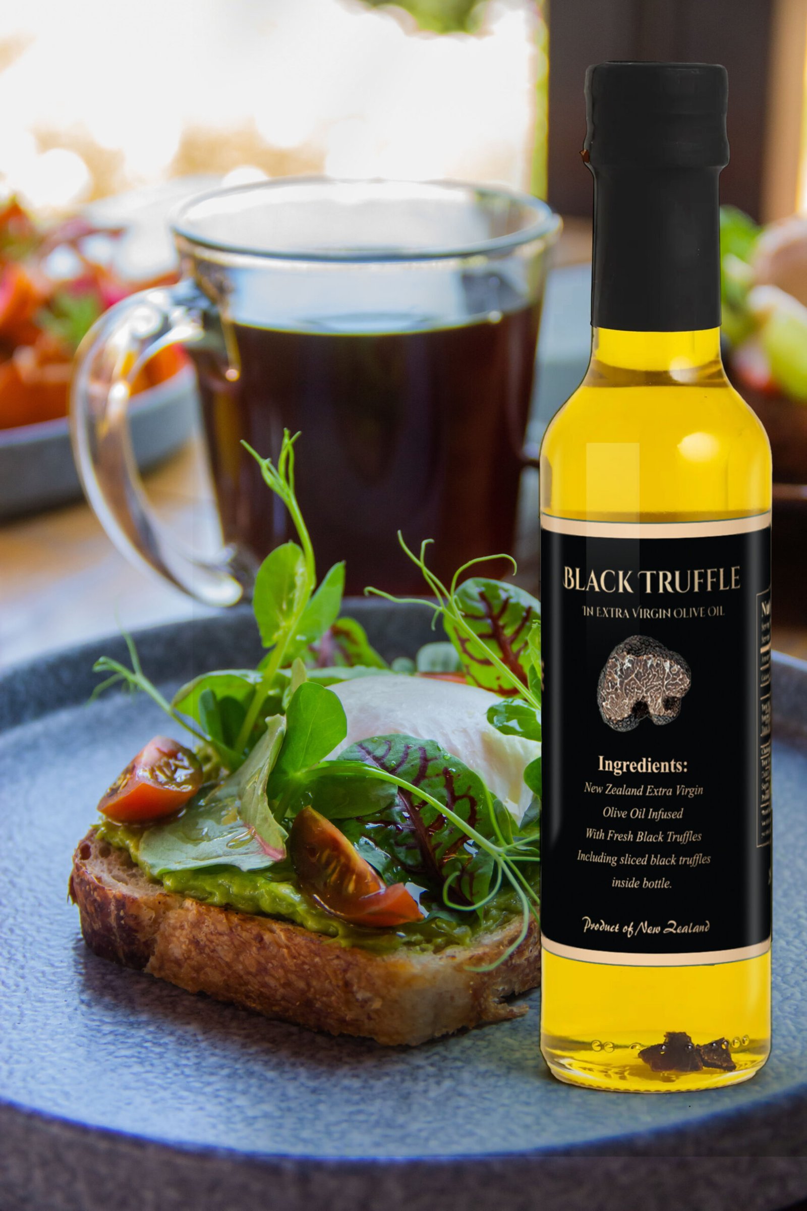 Premium Black Truffle Oil 250 ml Bottle with Fresh Slices Of Truffle