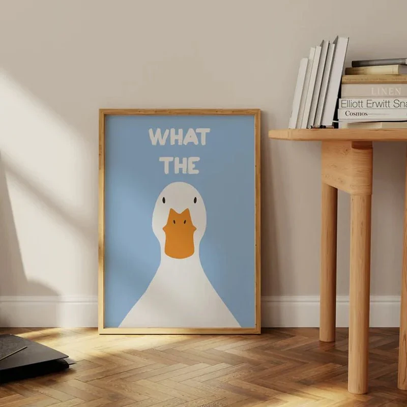 Funny Duck Print Cartoon Canvas Poster - for Dorm Decor