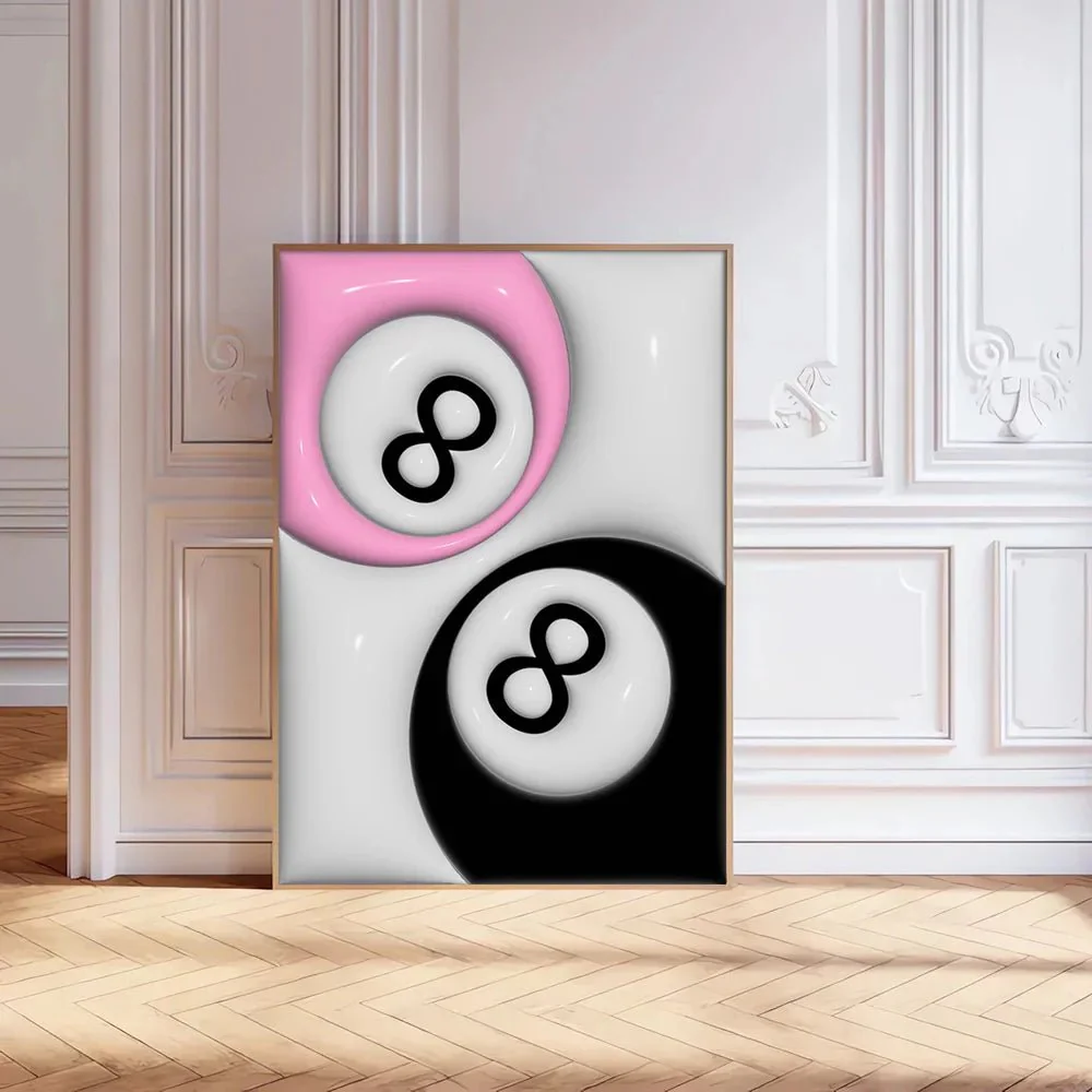Y2K Number 8 Pool Ball Poster - Retro Aesthetic Canvas Art