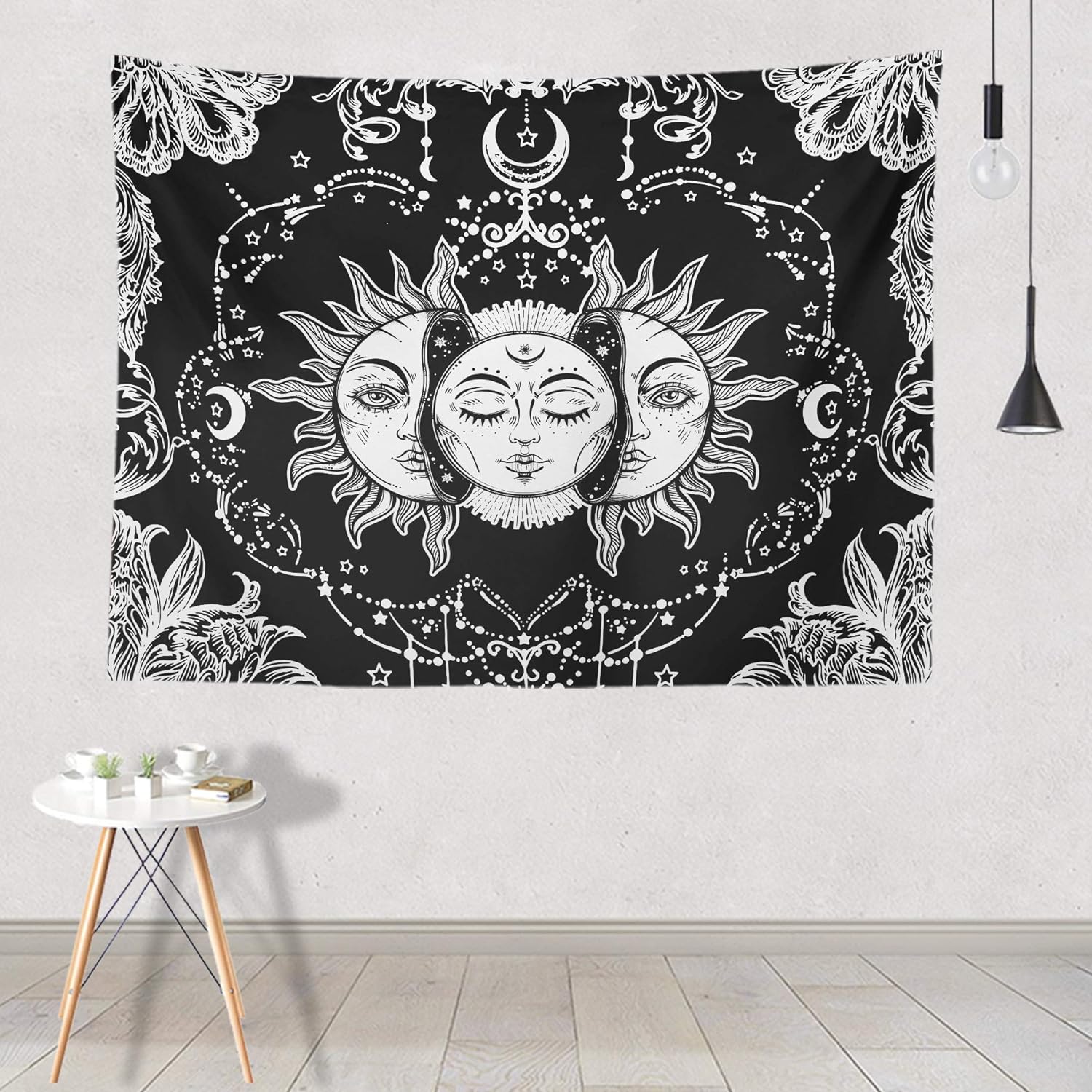 Black and White Sun and Moon Tapestry - (59