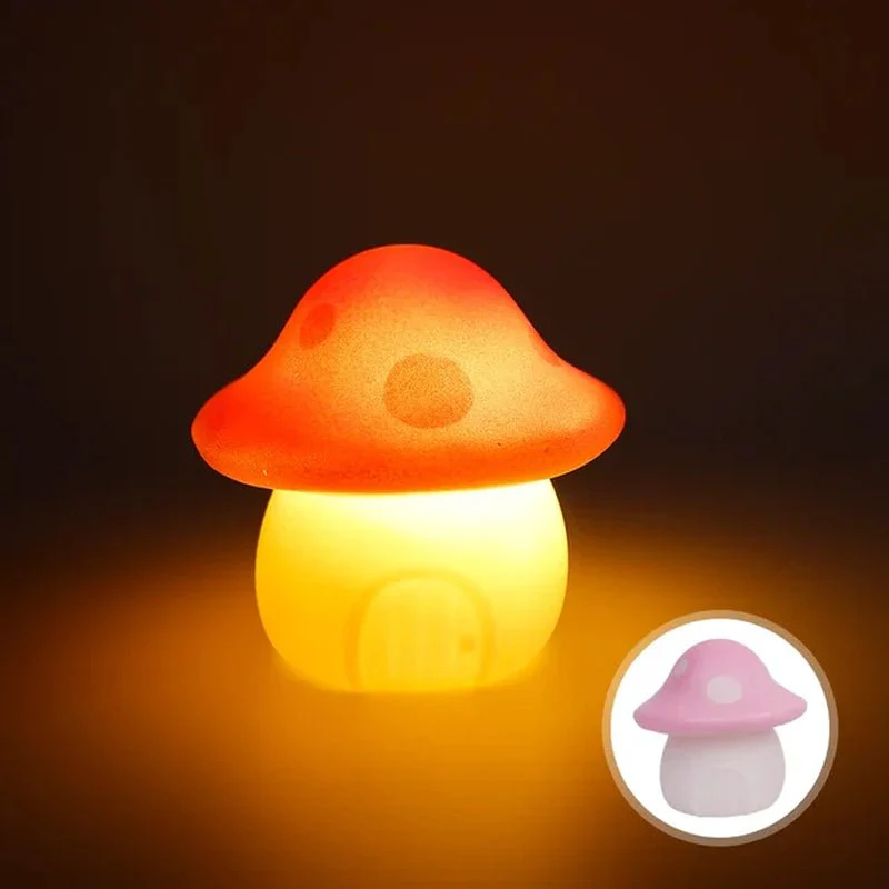 Mushroom Night Light - LED Portable Mini Lamp for Cozy Bedroom Decor