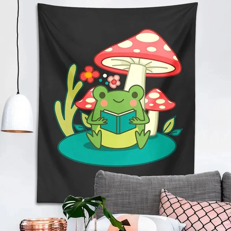 Cottagecore Mushroom Tapestry – Forest Goblincore Wall Art