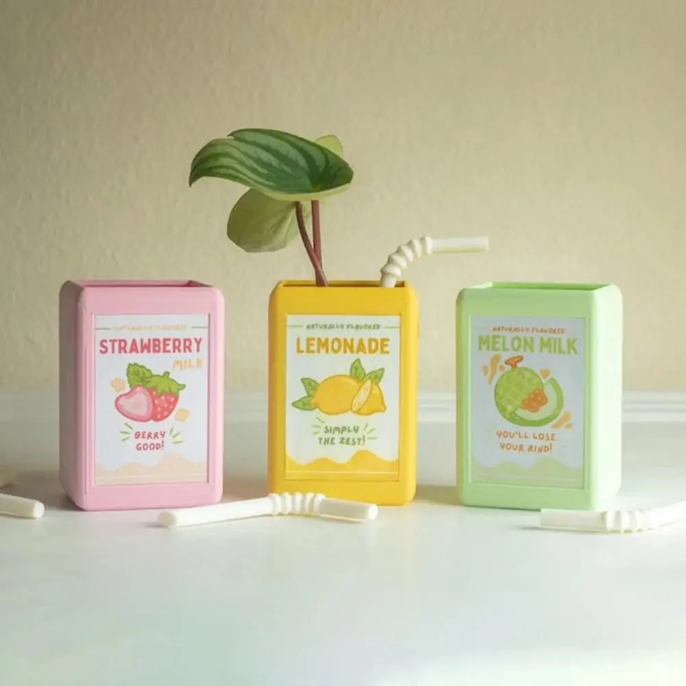 Cute Resin Juice Box Planter - Indie Aesthetic Desk Decor