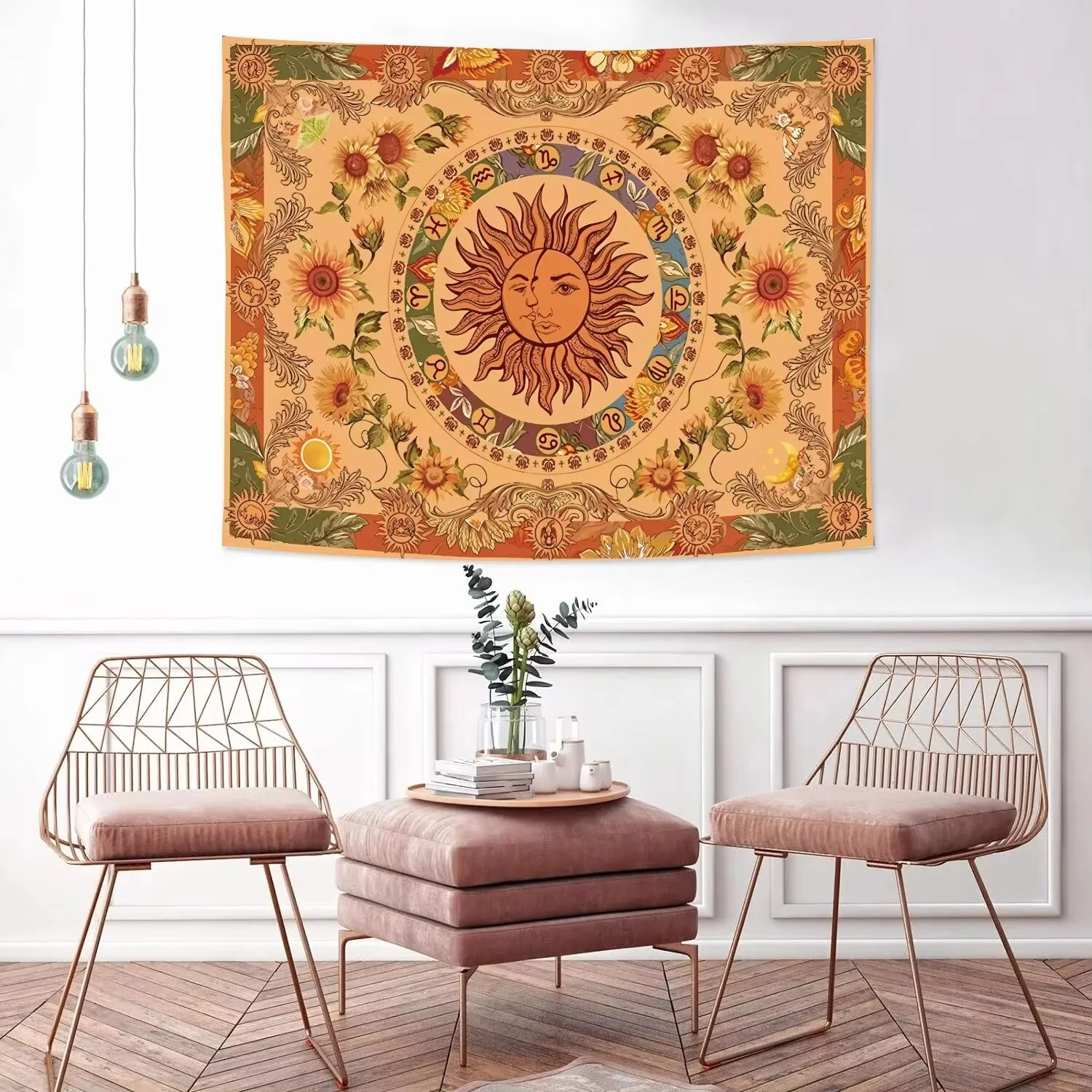 Sun and Moon Boho Tapestry - Indie Aesthetic Wall Hanging for Bedroom Decor