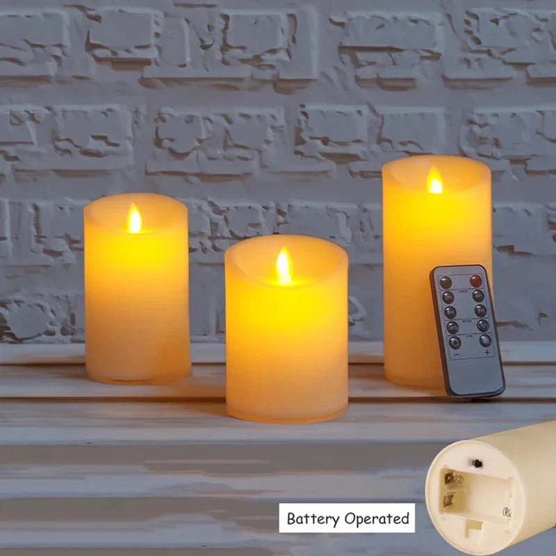 3Pcs Dancing Flame LED Candles with Timer & Remote