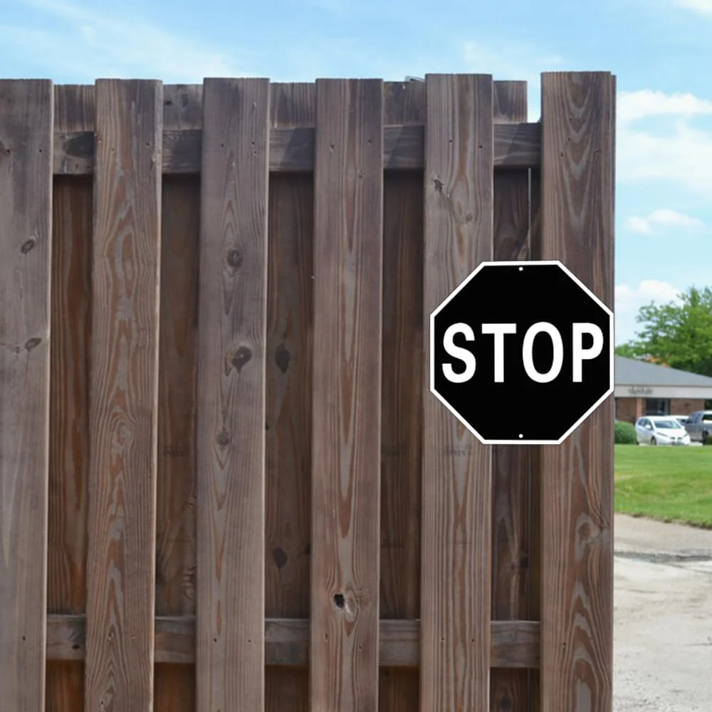 12X12 Inch Classic Black STOP Road Sign Decor - Uv-Printed Aluminum