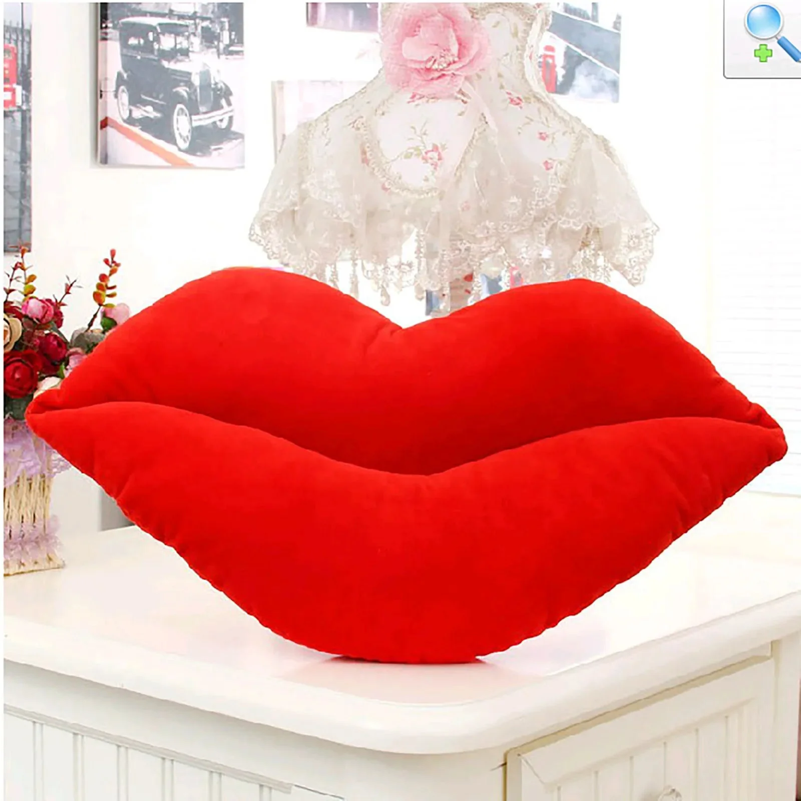 Valentine's Day Pink Lips Pillow - Y2K Room & Aesthetic Decor
