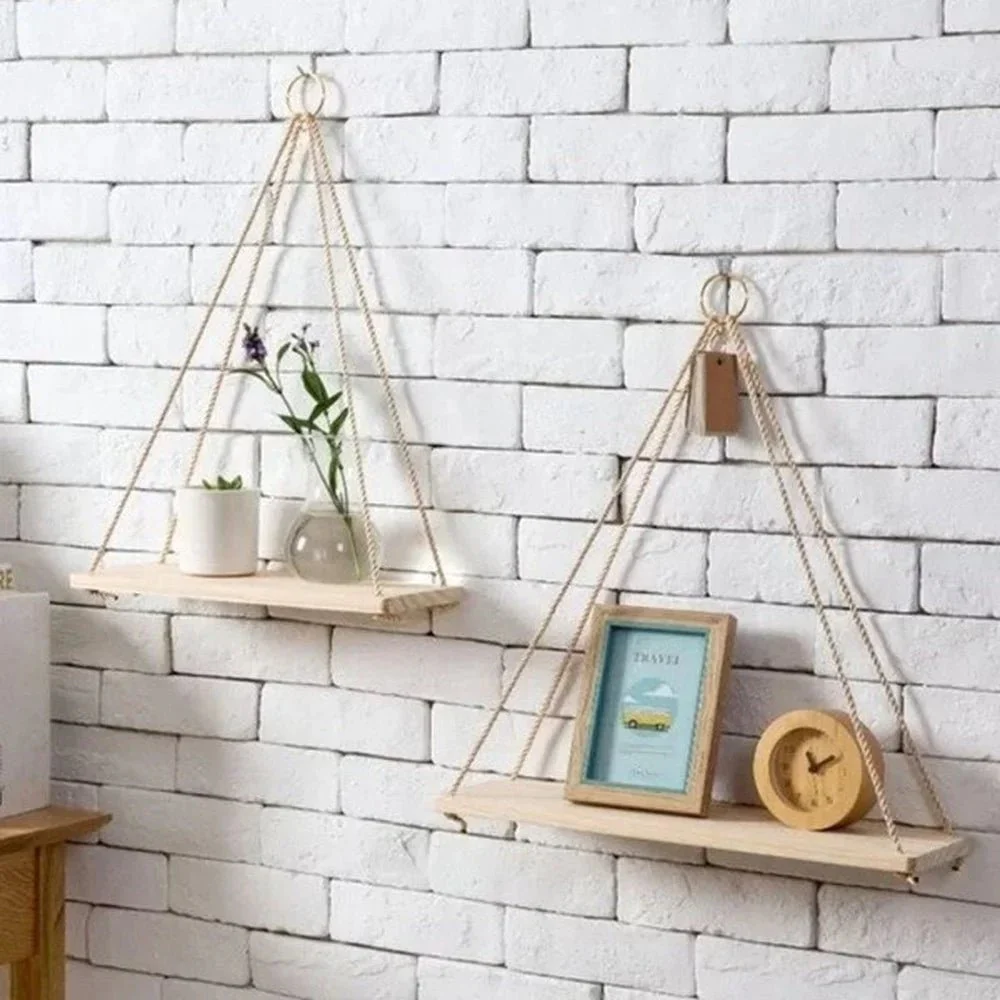 Wood Swing Rope Shelves - Indie Aesthetic Decor for Indoor/Outdoor