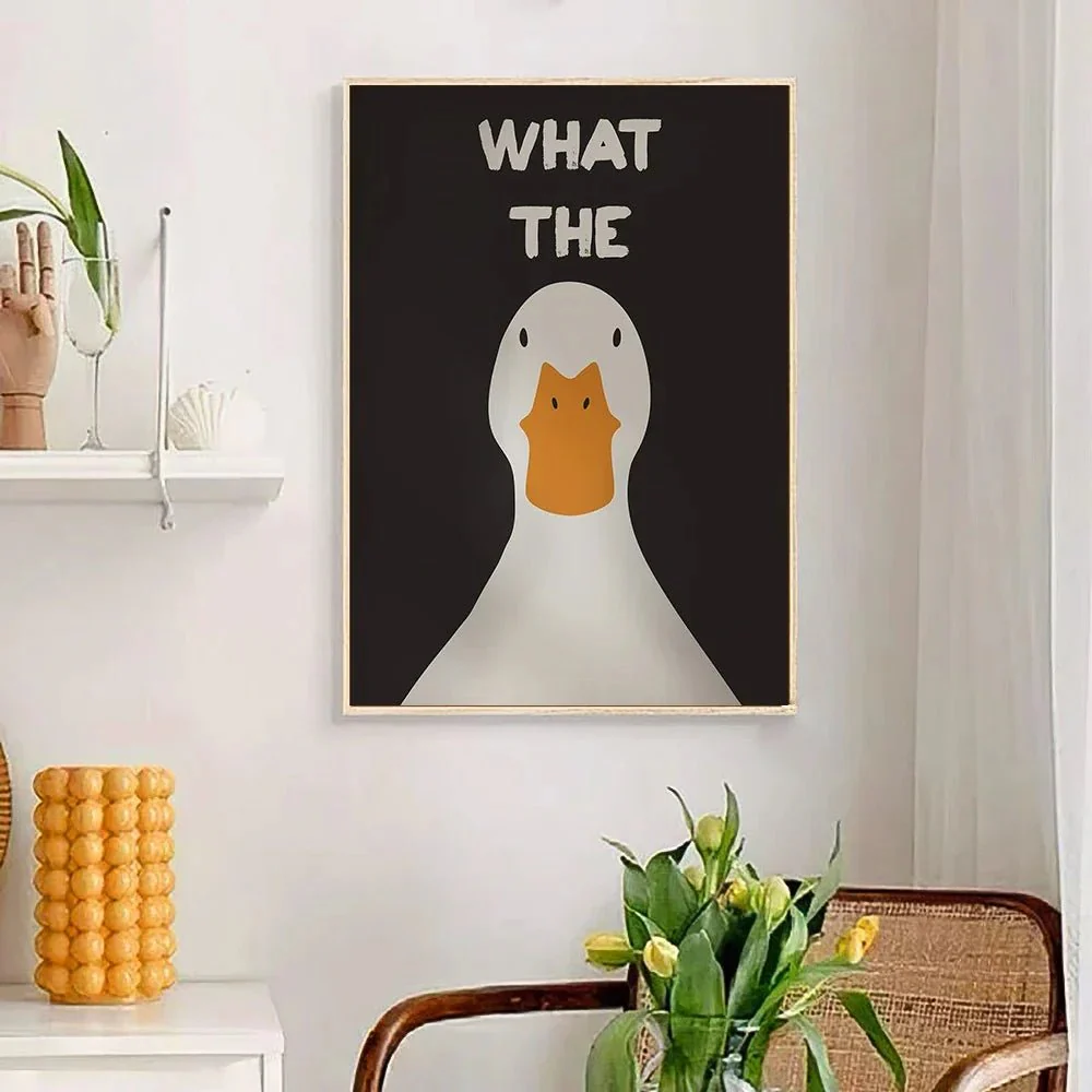 Funny Duck Print Cartoon Canvas Poster - for Dorm Decor