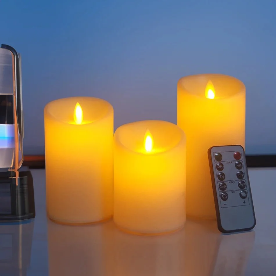 3Pcs Dancing Flame LED Candles with Timer & Remote