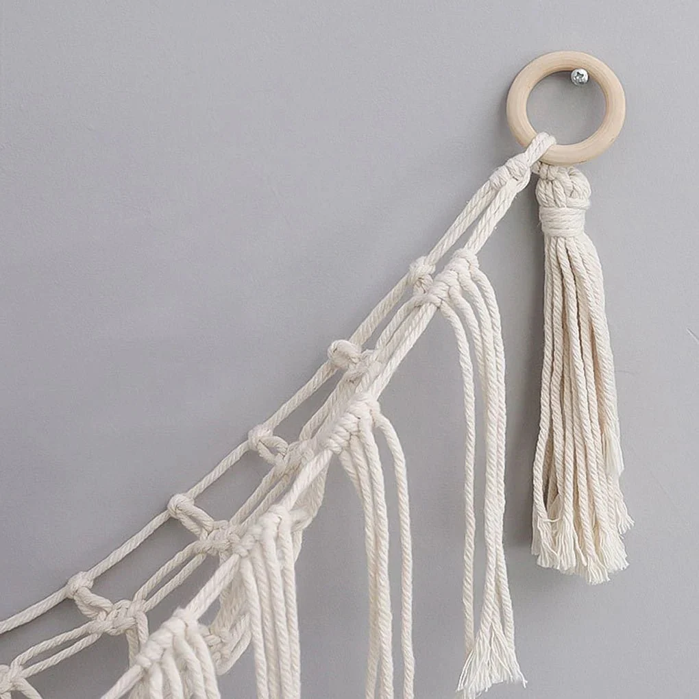 Boho Plush Toy Hammock - Woven Mesh Stuffed Animal Storage Wall Decor