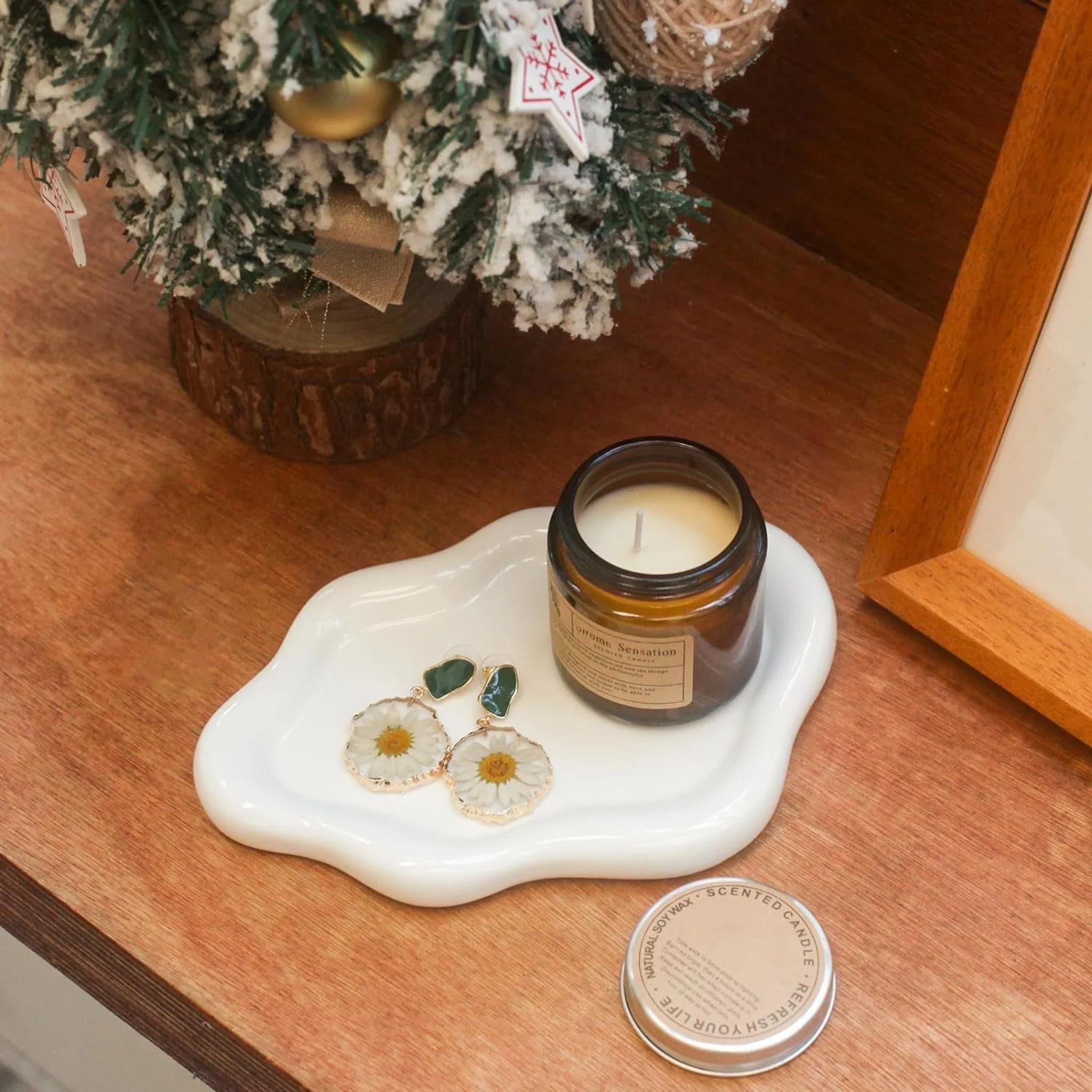 Cloud Design Ceramic Jewelry Tray - Elegant Vanity, Room Decor & Accessory