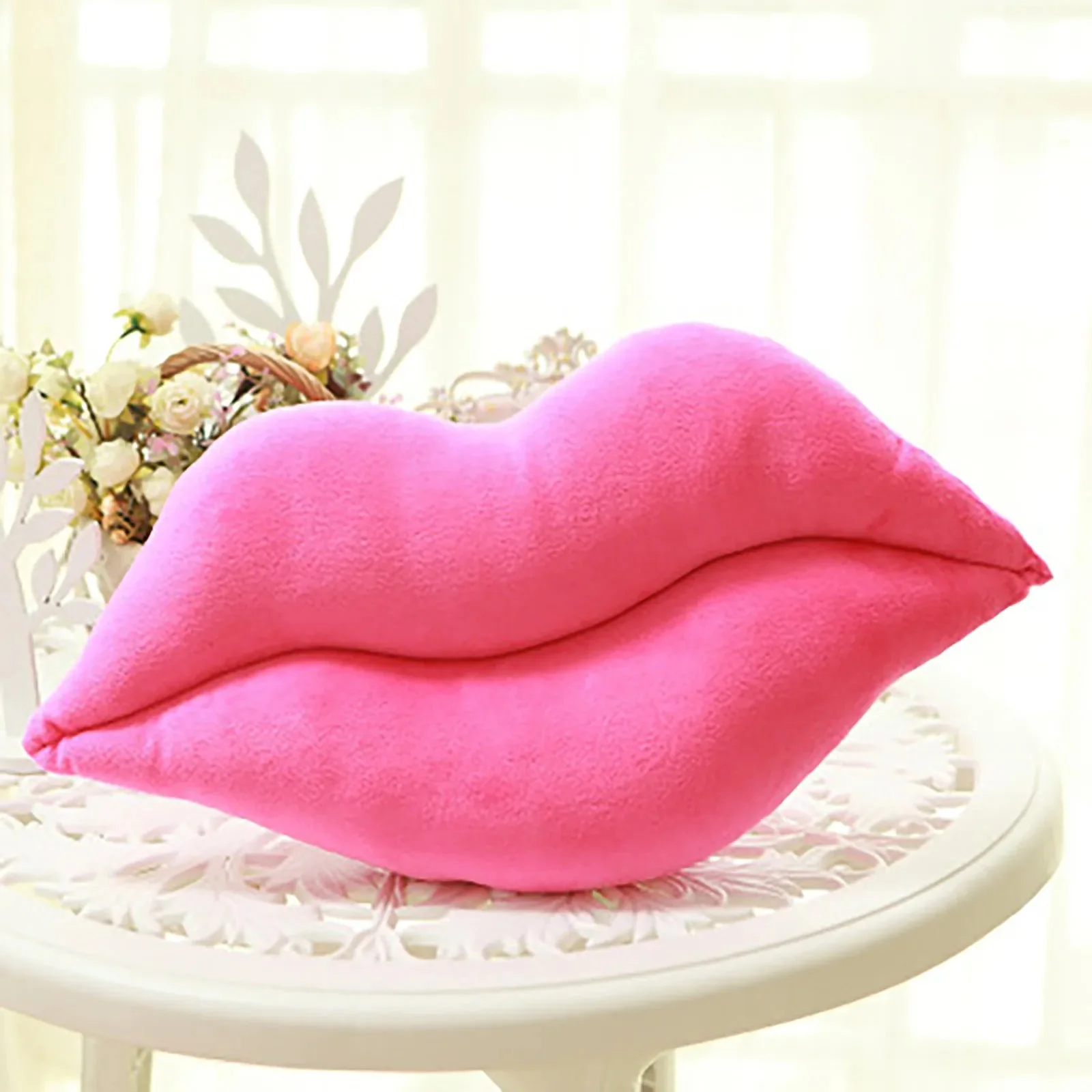 Valentine's Day Pink Lips Pillow - Y2K Room & Aesthetic Decor