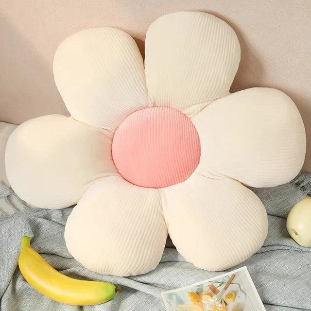 Flower Plush Throw Pillow - Soft Cotton Cushion for Coquette Room