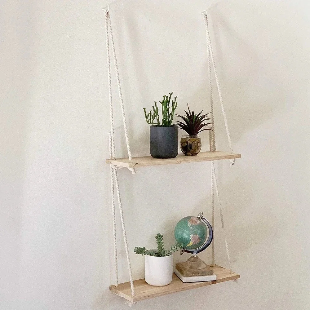 Wood Swing Rope Shelves - Indie Aesthetic Decor for Indoor/Outdoor